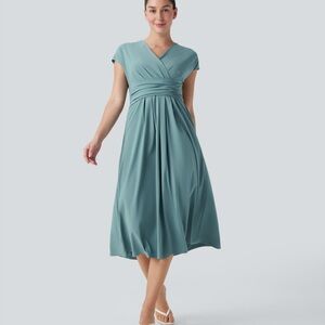 HALARA Blue Wrap Midi Sundress